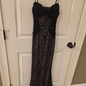 Windsor Black Lace Strapless Evening Gown